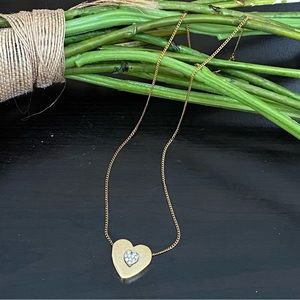 Unsigned Gold plated Slider Heart CZ Stones 18” Necklace
